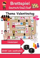 Vorschau - Spiele - Brettspiel Valentinstag Wortschatzspiel Grundschule DaZ/DaF/Deutsch - Deckblatt