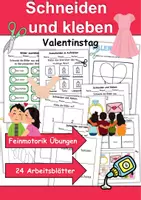 Vorschau - Arbeitsblätter - Ausschneiden und kleben Valentinstag - Wortschatz basteln Feinmotorik (Grundschule) - Deckblatt