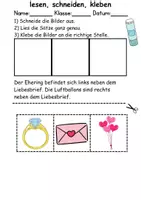 Vorschau - Arbeitsblätter - Valentinstag Leserätsel - Lesen, schneiden, kleben - DaZ/DaF, Deutsch, Sachunterricht - Seite 1