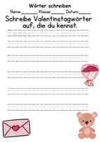 Vorschau - Arbeitsblätter - Valentinstag Wörter und Sätze schreiben und Silben DaZ/DaF, deutsch - Seite 1