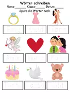 Vorschau - Arbeitsblätter - Valentinstag Wörter und Sätze schreiben und Silben DaZ/DaF, deutsch - Seite 2