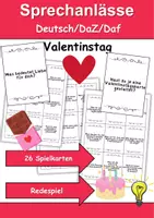 Vorschau - Arbeitsblätter - Sprechanlässe Valentinstag - DaZ/DaF, Deutsch (Redespiel) - Deckblatt