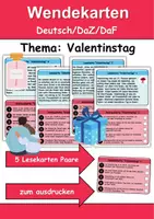 Vorschau - Spiele - Wendekarten/Lesekarten Valentinstag - DaZ/DaF, Deutsch - Deckblatt