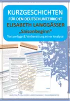 Vorschau - Arbeitsblätter - Kurzgeschichte: Elisabeth Langgässer - "Saisonbeginn" - Analyse - Deckblatt