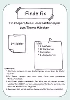 Vorschau - Spiele - Lesespiel "Finde fix - Märchen" Blitzlesen - Seite 1