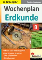 Vorschau - Arbeitsblätter - Wochenplan Erdkunde Klasse 8 | Asien, Australien, Ozeanien, Klimazonen, Flüsse, Gebirge, Wüsten, Hauptstädte, Länder | Erdkunde Sekundarstufe 38 Wochenpläne Kopiervorlagen Lösungen - Deckblatt