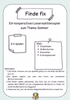 Vorschau - Spiele - Lesespiel "Finde fix - Sommer" Blitzlesen - Seite 1