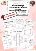 Vorschau - Mal- und Bastelvorlagen - Körpernetze Quader und Würfel DAF DAZ DFU - Deckblatt