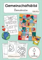 Vorschau - Mal- und Bastelvorlagen - Gemeinschaftsbild Demokratie schützen | Nie wieder ist jetzt #demokratiestärken - Deckblatt