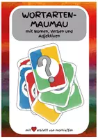 Vorschau - Spiele - Wortarten-MauMau - Kartenspiel für die Freiarbeit (Nomen, Verben, Adjektive) #rabattraketenzusalevester25 - Deckblatt
