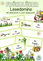 Vorschau - Spiele - Lesespiel Domino Frühblüher Klasse 1, Klasse 2, DaZ - Deckblatt