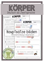 Vorschau - Arbeitsblätter - KÖRPER Hauptsätze bilden - Deckblatt
