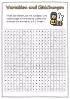 Vorschau - Arbeitsblätter - Variablen, Gleichungen - Suchsel - Wortsuchrätsel - DAF / DAZ - Seite 3