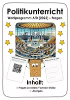 Vorschau - Arbeitsblätter - Wahlprogramm AfD 2025. Fragen zu einem Youtube-Video. Bundestagswahl 2025 - Deckblatt