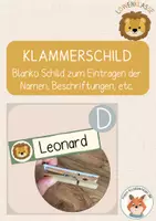 Vorschau - Anderer Materialtyp - Löwenklasse- Klammerschild, Namensschild - Deckblatt