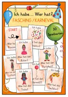 Vorschau - Spiele - Ich habe... Wer hat? Fasching / Karneval Lesespiel - Deckblatt