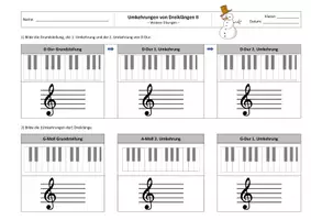 Vorschau - Arbeitsblätter - Umkehrungen von Dreiklängen - Übungen / Musizieren mit Dreiklängen - Seite 1