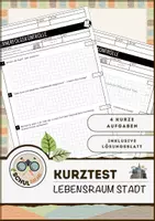 Vorschau - Arbeitsblätter - Lernerfolgskontrolle | Kurztest: Die Stadt als Lebensraum - Deckblatt
