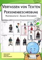 Vorschau - Arbeitsblätter - Personenbeschreibung – Musteraufsätze mit echten Fotos & Steckbriefen - Deckblatt