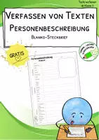 Vorschau - Arbeitsblätter - Personenbeschreibung – Blanko-Steckbrief zum freien Ausfüllen - FREEBIE - Deckblatt