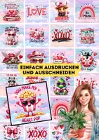 Vorschau - Mal- und Bastelvorlagen - English Quotes Kärtchen mit Sprüchen zum Valentinstag - Seite 1