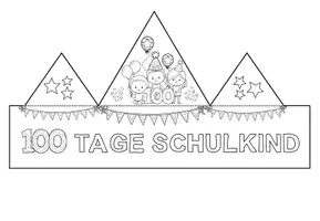 Vorschau - Mal- und Bastelvorlagen - 100-Tage-Schule / Schulkind | Bastelkrone - Seite 1