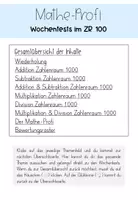 Vorschau - Arbeitsblätter - Kopfrechnen Klasse 2 | Mathe-Wochentests ZR 100 - Seite 3