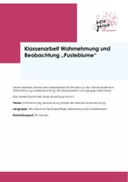 Vorschau - Klassenarbeiten - Klassenarbeit Wahrnehmung und Beobachtung Pusteblume - Deckblatt