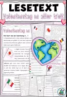 Vorschau - Arbeitsblätter - "Valentinstag in aller Welt" Lesetext mit Aufgaben - Deutsch / DaZ / DaF - Deckblatt