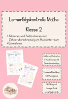 Vorschau - Arbeitsblätter - Lernerfolgskontrolle/Test Mathe Klasse 2 Einmaleins/Subtraktion + Addition im Hunderterraum mit Zehnerüberschreitung - Deckblatt