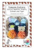 Vorschau - Arbeitsblätter - Pompom-Zootiere Gorilla, Elefant, Nashorn, Giraffe, Tiger - Kunst Grundschule - Deckblatt