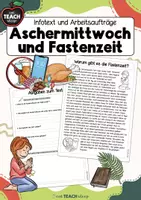 Vorschau - Aufgabenkarten - Lesetext - Aschermittwoch & Fastenzeit - Deckblatt