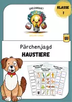 Vorschau - Spiele - Lesespiel "Pärchenjagd - Haustiere" - Deckblatt