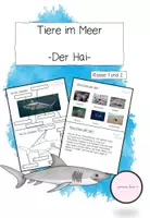 Vorschau - Stationenlernen - Lerntheke: Der Hai (Tiere im Meer) - Deckblatt