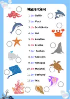 Vorschau - Arbeitsblätter - DaZ DaF Wassertiere Bilder und Wörter verbinden - Deckblatt