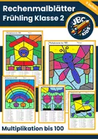Vorschau - Arbeitsblätter - Rechenmalblätter Frühling Klasse 2: Multiplikation ZR 100 Einmaleins - Deckblatt