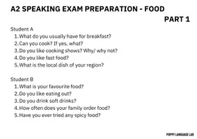 Vista previa - Evaluación - Key/ KET/ A2 Full Speaking Exam - Food - página 1