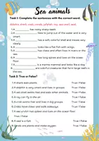 Vorschau - Arbeitsblätter - ESL / EFL Sea animals vocab and reading practice - Deckblatt
