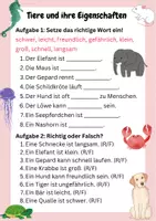 Vorschau - Arbeitsblätter - Tiere und ihre Eigenschaften DaZ / DaF Grundschule - Deckblatt