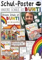 Vorschau - Mal- und Bastelvorlagen - Schulposter - "Unsere Schule ist bunt !" Toleranz (Schulen + Kita) #demokratiestärken - Deckblatt