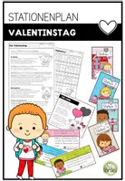 Vorschau - Arbeitsblätter - Valentinstag Stationenarbeit – Deutsch & Mathematik | 3. Klasse Grundschule | Stationenplan - Deckblatt