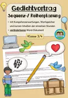 Vorschau - Lehrpläne/Lehrermaterial - Sequenzplanung/ Reihenplanung: Gedichtvortrag (Klasse 3-4) - Deckblatt