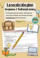 Vorschau - Lehrpläne/Lehrermaterial - Sequenzplanung/ Reihenplanung: Lesestrategien - sinnentnehmendes Lesen (Klasse 3) - Deckblatt