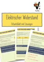 Vorschau - Arbeitsblätter - Elektrischer Widerstand - (Arbeitsblatt mit Lösungen) - Deckblatt