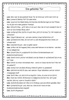 Vorschau - Arbeitsblätter - Lesetandem / Partnerlesen Rollenspiel: Leseförderung durch betontes Lesen (Die geheimnisvolle Tür; DaZ-geeignet; 3.-5. Klasse) - Deckblatt