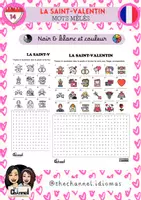 Vista previa - Hojas de trabajo - LA SAINT-VALENTIN : Mots mêlés (Couleur et B&N) - Portada