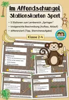 Vorschau - Stationenlernen - Stationskarten Sport: Im Affendschungel (Klasse 2-4) - Deckblatt
