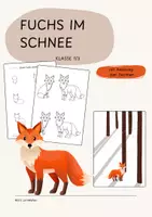 Vorschau - Mal- und Bastelvorlagen - Fuchs im Schnee | Kunst Grundschule | Klasse 1-3 - Seite 1