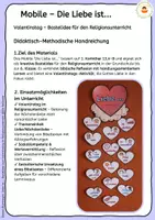 Vorschau - Mal- und Bastelvorlagen - Die Liebe ist... - Bastelvorlage für ein Mobile - Valentinstag im Religionsunterricht - Seite 1