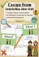 Vorschau - Stationenlernen - Escape Room: Grundsätze einer demokratischen Wahl (Klasse 3-4) #schulstartbyextraklasse - Deckblatt
